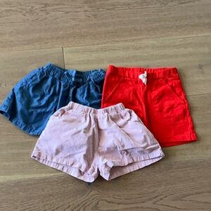 Set of Three Cotton Shorts - Pink, Blue, Red